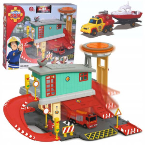 Strażak Sam Remiza strażacka z torem Die-Cast + wóz strażacki Jupiter i Ven
