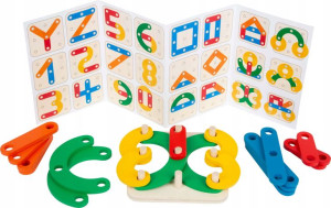 Edukacyjna Gra logiczna drewniana budowanie liter nauka liter i cyfr