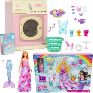 Zabawkowa elektroniczna Pralka różowa św/dź+Barbie Dreamtopia Kalendarz Adw