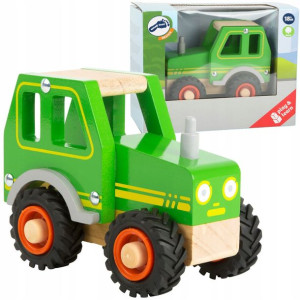 Small Foot Drewniany traktor dla dzieci z gumowymi oponami