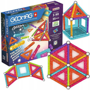 Geomag Klocki magnetyczne Glitter Recycled 35 elementów