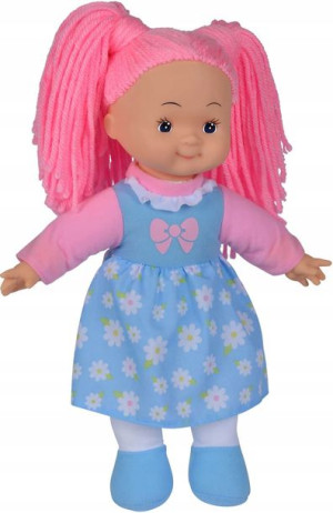 Lalka szmacianka Dolly niebieska sukienka 38 cm