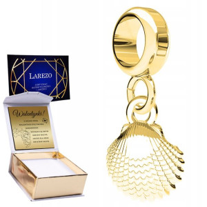 Charms złoty + GRAWER Muszelka srebro 925
