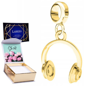 Charms złoty + NADRUK Słuchawki 925 zawieszka