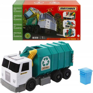 Matchbox duża śmieciarka do recyklingu światło/dźwięk + kosz na śmieci