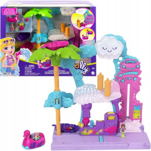 Polly Pocket zestaw Flamingowa Myjnia + laleczka i akcesoria