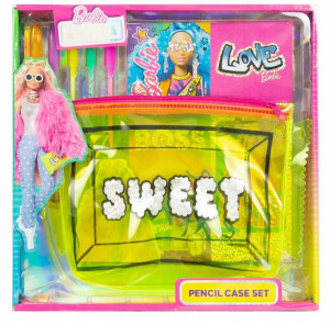 Zestaw Barbie Extra piórnik z przyborami + naklejki