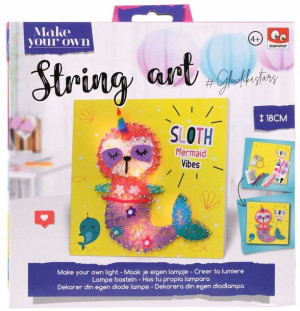 Świetlna ozdoba do pokoju Lampka LED String art Leniwiec syrenka 18 cm