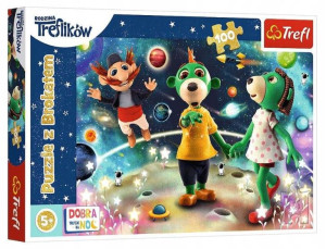 Glitter Puzzle Brokatowe Trefliki wśród gwiazd 100 elementów