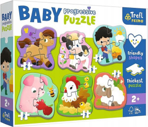 Puzzle Baby Progressive Zestaw 6w1 zwierzęta Farmy 22 elementów
