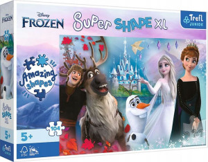 Puzzle 104 elementy Super Shapes XL W świecie Anny i Elsy jest wesoło Krain