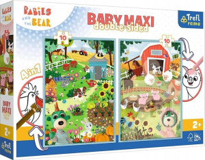 Dwustronne Puzzle 2x10 elementy Baby Maxi Poznaj Bobaski 4w1