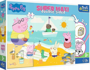Dwustronne Puzzle 24 elementy Super Maxi Radosny Dzień Peppy 3w1