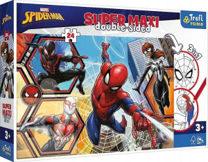 Dwustronne Puzzle 24 elementy Super Maxi Spiderman wyrusza do akcji 3w1