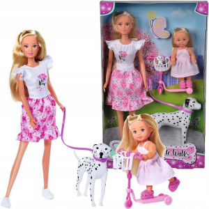 Steffi Love Lalki Steffi i Evi na spacerze z psem