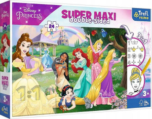 Dwustronne Puzzle 24 elementy Super Maxi Disney Wesołe Księżniczki 3w1