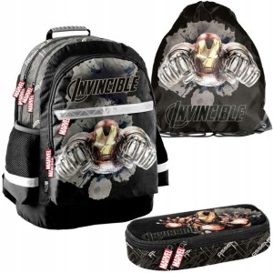 Zestaw szkolny plecak, piórnik 1-komorowy i worek na buty Avengers Invincib