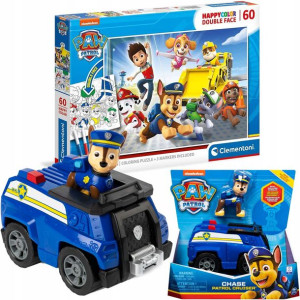 Psi Patrol Puzzle kolorowanka 60 elementów +  Psi Patrol Figurka Chase, rad