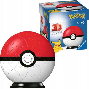 Puzzle 3D Kula Pokemon Ultra Ball czerwono-biały
