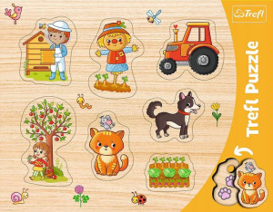 Puzzle ramkowe 7 elementów układanki kształtowe Wieś