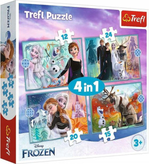 Puzzle 4w1 Niezwykły świat Krainy Lodu 71 elementów