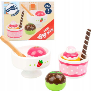 Zestaw drewniany desery lodowe lody 7 elementów