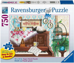 Duże Puzzle 750 elementów Kot na Pianinie