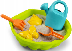 Zestaw mini piaskownica muszelka z zabawkami letnimi do piasku
