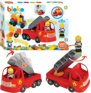 Bloko Klocki Wóz Strażacki z klockami Pin Bricks 100 elementów + figurka