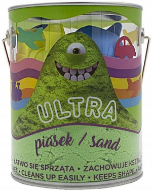Zielony Ultra piasek w puszce 900g i foremki