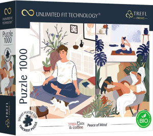 Puzzle 1000 Peace of Mind Unlimited Fit Technology, yogą, kawą i kotkami za