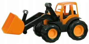 Mochtoys Pomarańczowy Spychacz z gumowymi kołami