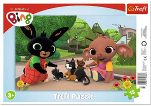 Puzzle ramkowe Króliczek Bing Zabawy z kotkami 15 elementów
