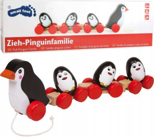 Drewniany zestaw pingwiny do ciągnięcia