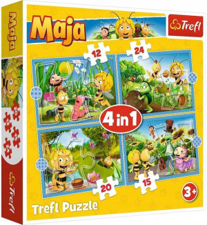 Puzzle 4w1 Przygody Pszczółki Mai 71 elementów