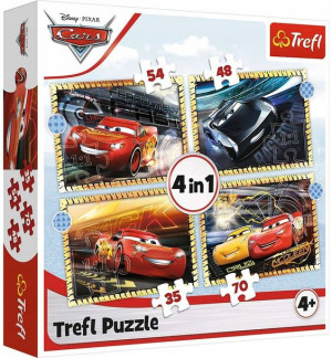 Puzzle 4w1 Auta Cars Do startu, gotowi, start!