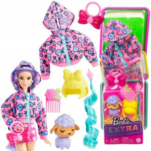 Barbie Extra Zestaw ubranek i akcesoriów dla lalki oraz zwierzątko Owieczka