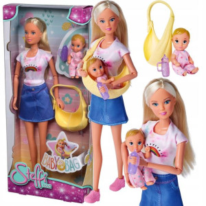 Lalka Steffi Love Baby Bag Steffi z bobasem i chustą