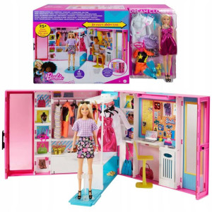 Barbie wymarzona szafa z lalką + akcesoria GBK10