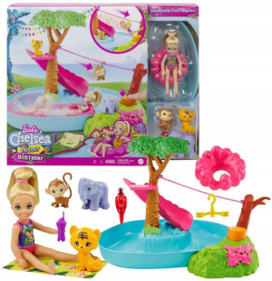 Barbie Chelsea Urodziny w basenie z laleczką i akcesoriami