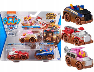 Psi Patrol Zestaw 3 metalowe samochodziki Off Road Mud True Metal