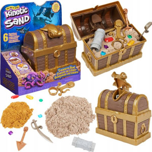 Kinetic Sand piasek kinetyczny Poszukiwanie skarbów szkrzynia akcesoria