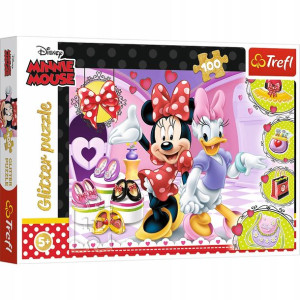 Trefl Puzzle Glitter 100 elementów Minnie i błyskotki