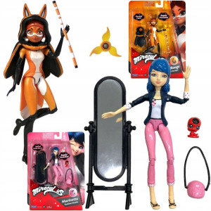 Miraculous Biedronka Figurki Marinette + Ruda Kitka i akcesoria