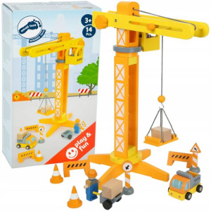 Small Foot Drewniany dźwig budowlany z akcesoriami 44cm