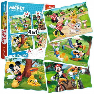 Trefl Puzzle 4w1 Disney Fajny dzień Mickiego