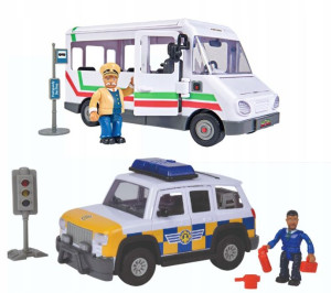 Zestaw Strażak Sam Jeep Policyjny i Autobus z figurkami