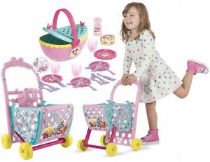 IMC Toys Wózek sklepowy na zakupy Myszka Minnie + koszyk piknikowy z akceso
