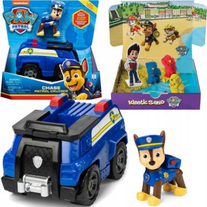 Psi Patrol Figurka Chase + radiowóz policyjny i zestaw piasku kinetycznego