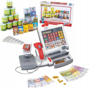 Kasa sklepowa dla dzieci ze skanerem + produkty spożywcze